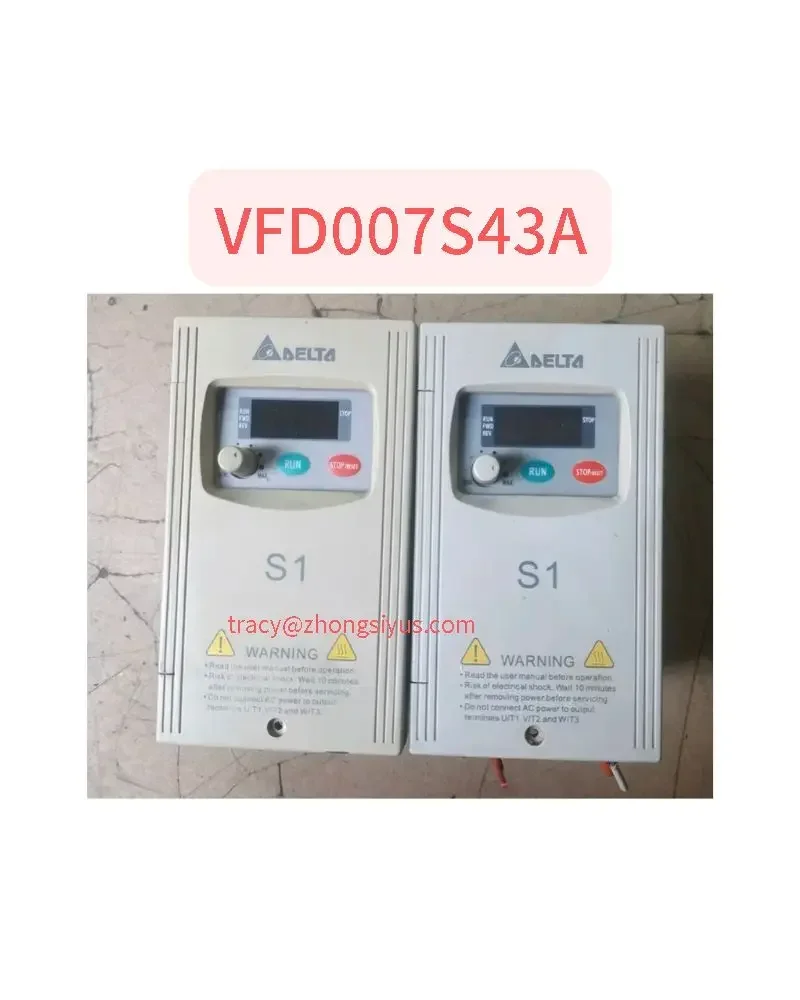 Used frequency converter 750W three-phase input VFD007S43A Tested OK,Spot