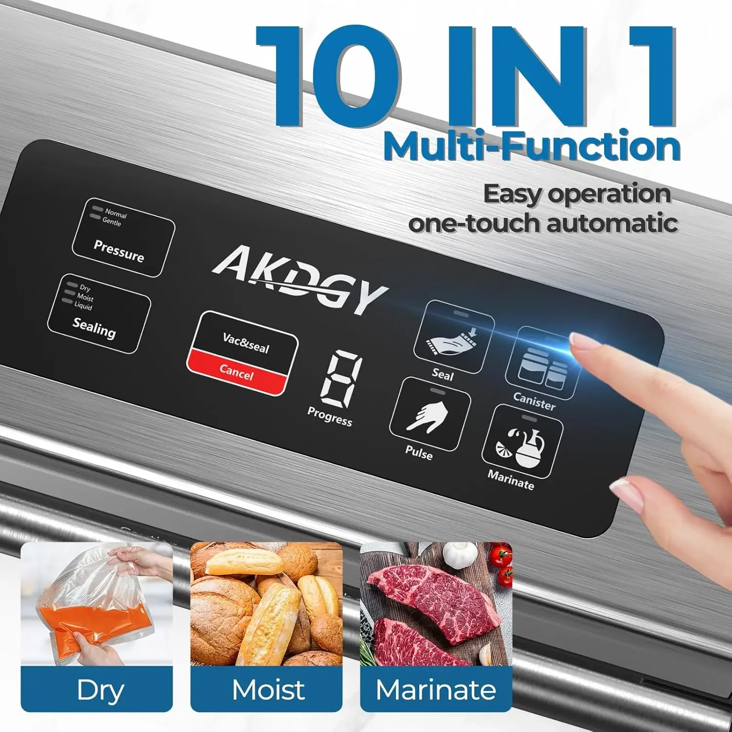 Vacuum Sealer, Stainless Steel Vacuum Sealer Machine for Food with Double Heat Seal & Double Pump, Food Sealer Dry/Moist/Liquid