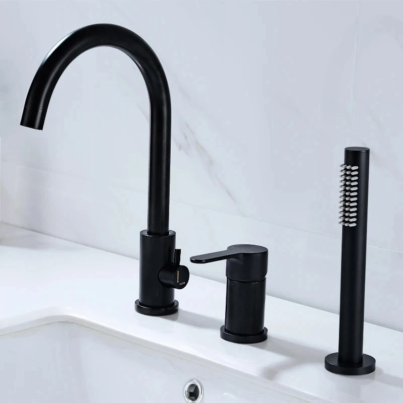 

Chrome Bathtub Faucet Separate Body Single Holder Dual Control Faucet Bath Tub Mixer Deck Mounted Tub Black Faucets