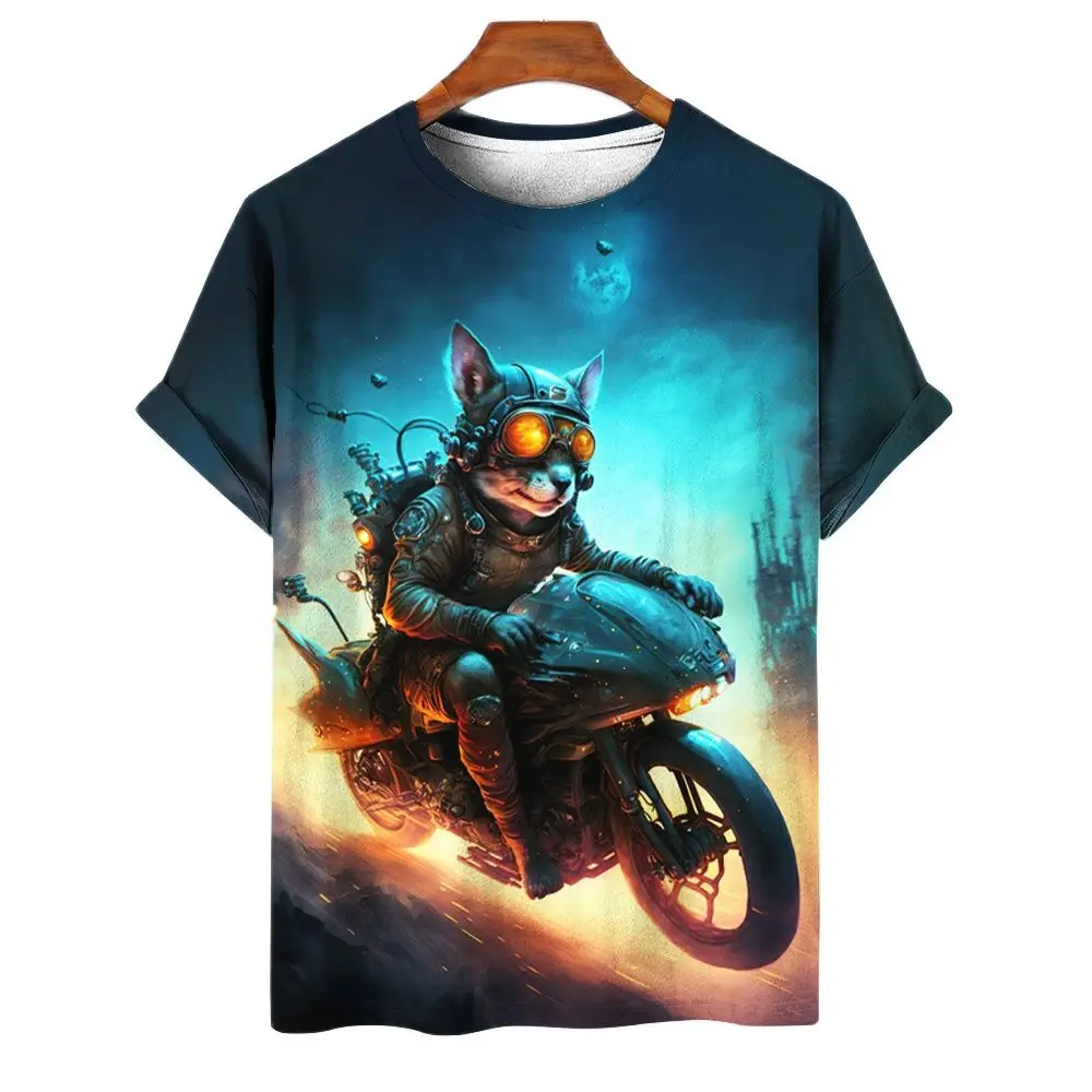 

Модная крутая забавная футболка с рисунком кота для мужчин, летняя новая Повседневная футболка в стиле хип-хоп, уличный стиль, футболки с круглым вырезом и коротким рукавом с принтом