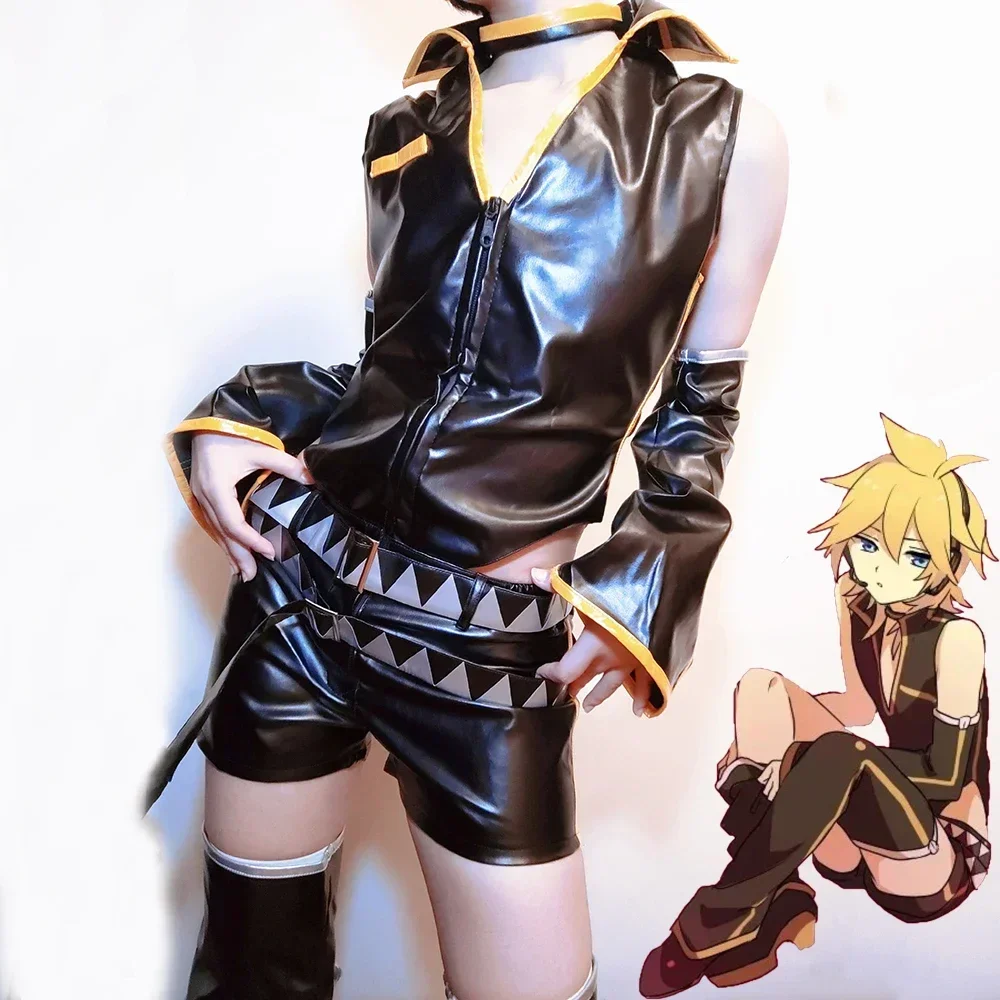 Anime Spiel len Cosplay Kostüm Erwachsenen Unisex Leder Pu Top Shorts Anzug Halloween Punk Party Outfit Uniform