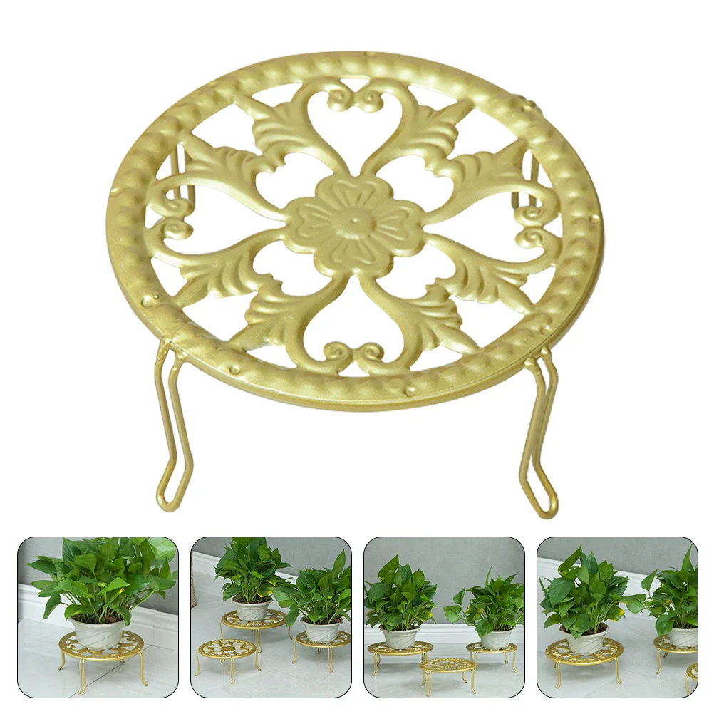 

Iron Flowerpot Stand Plant Pot Rack Smooth Edge Small Potted Plants Books Decor Tea Table Flower Display Stand Garden