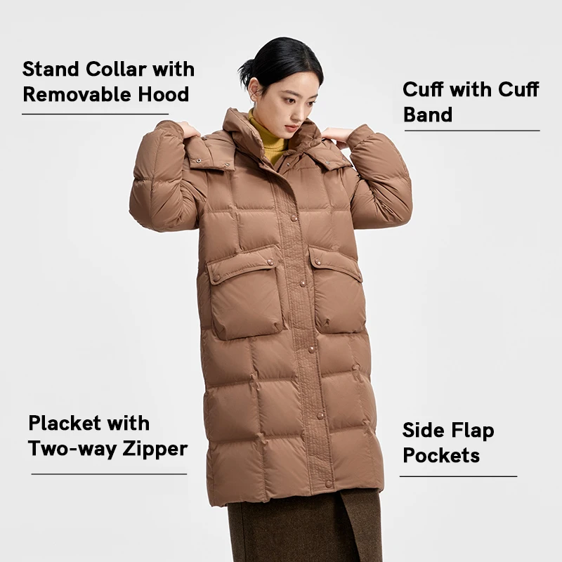 Chericom longo para baixo jaqueta pato para baixo enchimento feminino com capuz jaquetas solto-ajuste moda casual quente casacos femininos y309167y