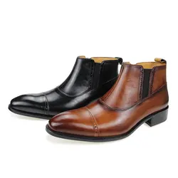 Fashion Business Men Boots Zipper Boot Handmade By Real Leather 2024 Top Quality Comfortable Luxury Autumn Boots Classic Brown