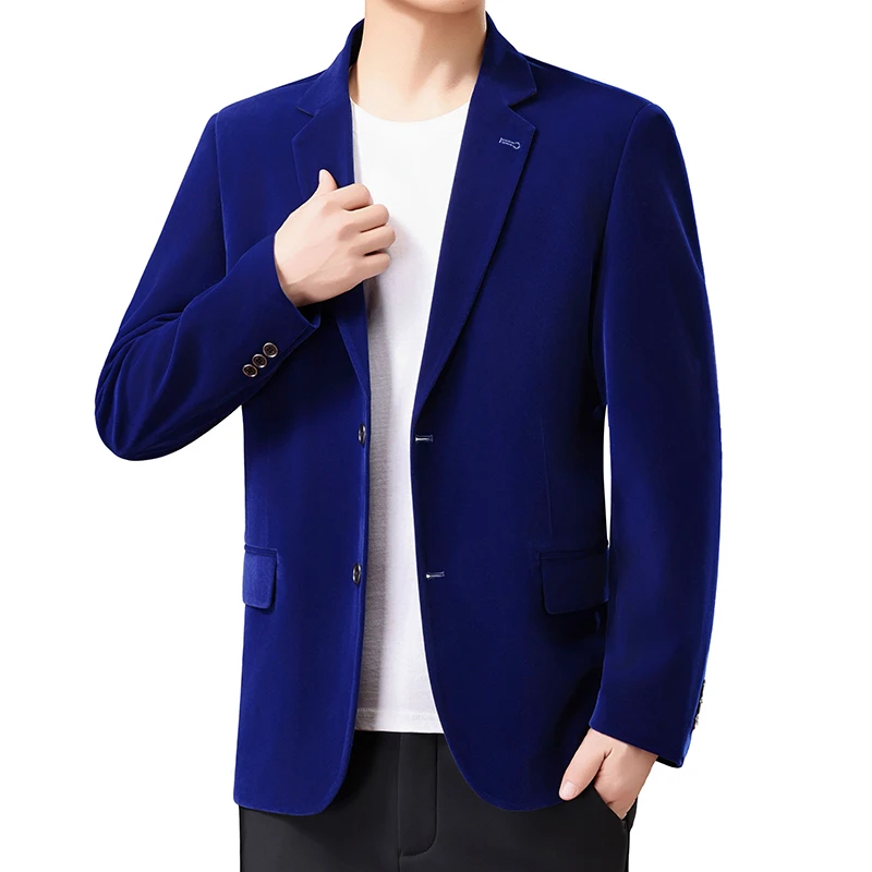 

Мужской модный деловой пиджак для активного отдыха, путешествий, молодежных мероприятий, свадеб, универсальный, элегантный, приталенный, в корейском стиле, повседневный