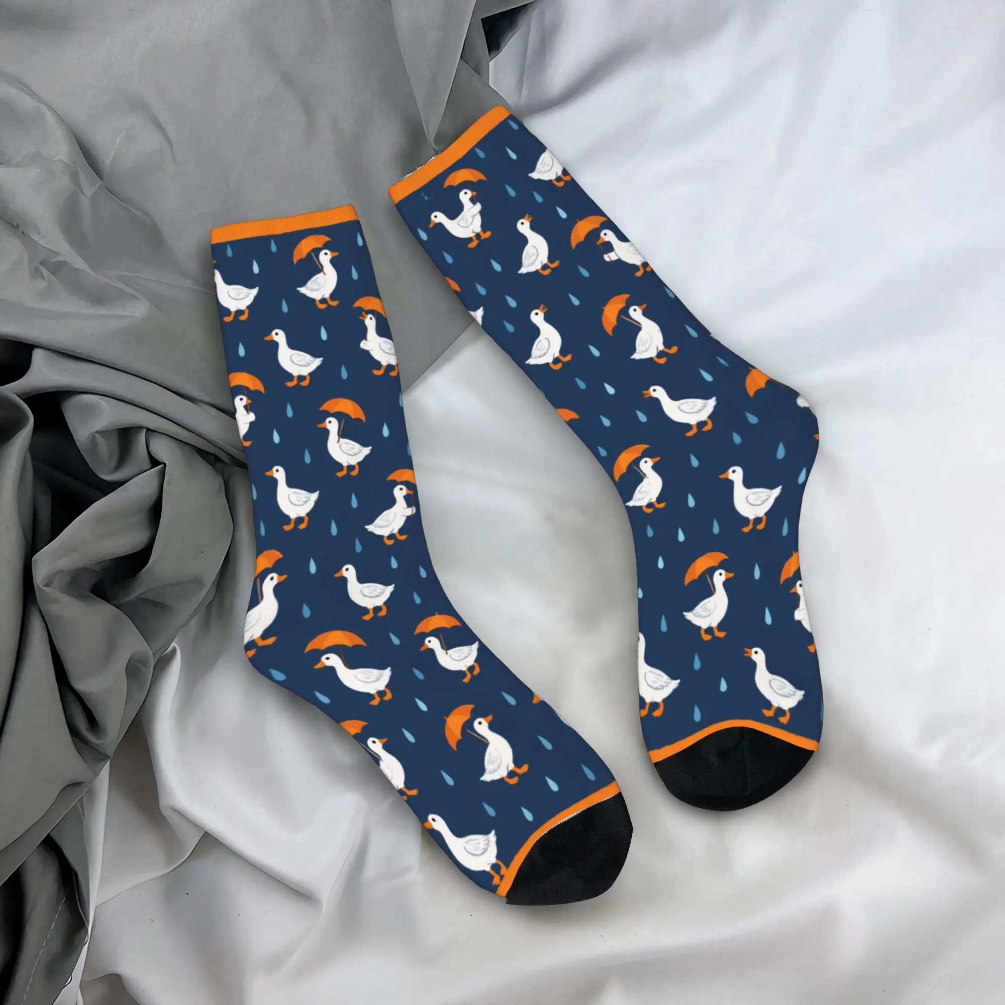 Duck Bird Print Dress Socks Animal Cartoon Anti Sweat Stockings Couple Warm Soft Running Socks Winter Retro Custom Socks