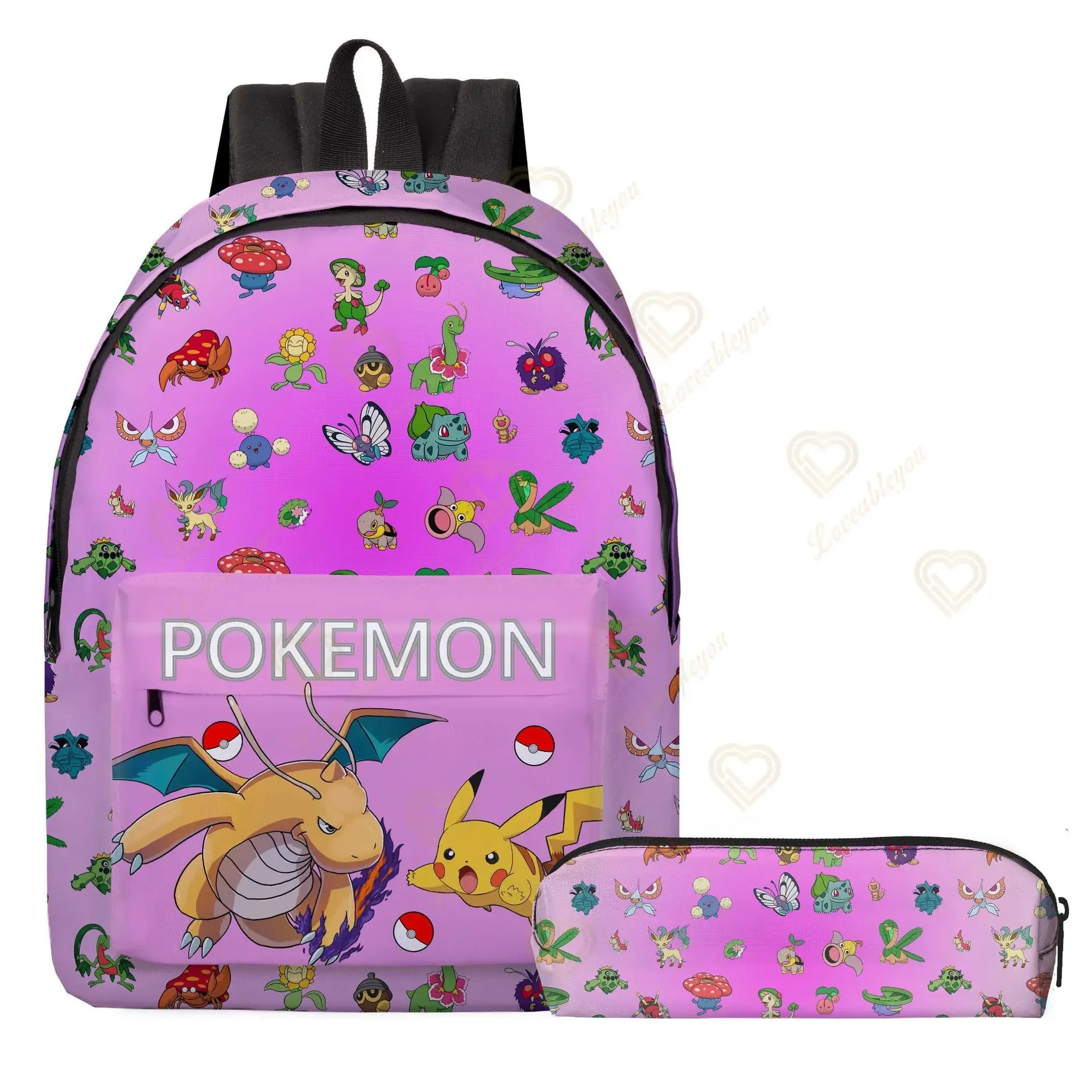 2 stks/set Anime Pikachu Pokemon Afdrukken Rugzak School Pikachu Jongens Meisjes Mode Laptop Grote Capaciteit Schooltas voor Geschenken