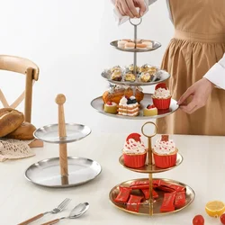 Round 2/3 Tier Wooden Cake Stand Original Cupcake Serving Tray Suitable For Wedding Party Cafe Self-help Dessert Stand