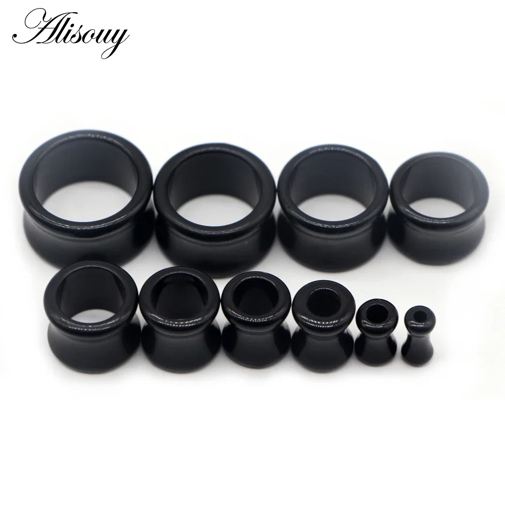 2 Pieces 4mm-22mm Black White Clear Acrylic Hollow Punk Ear Tunnel Plugs Piercing Double Flared Earring Gauges Unisex Jewelry