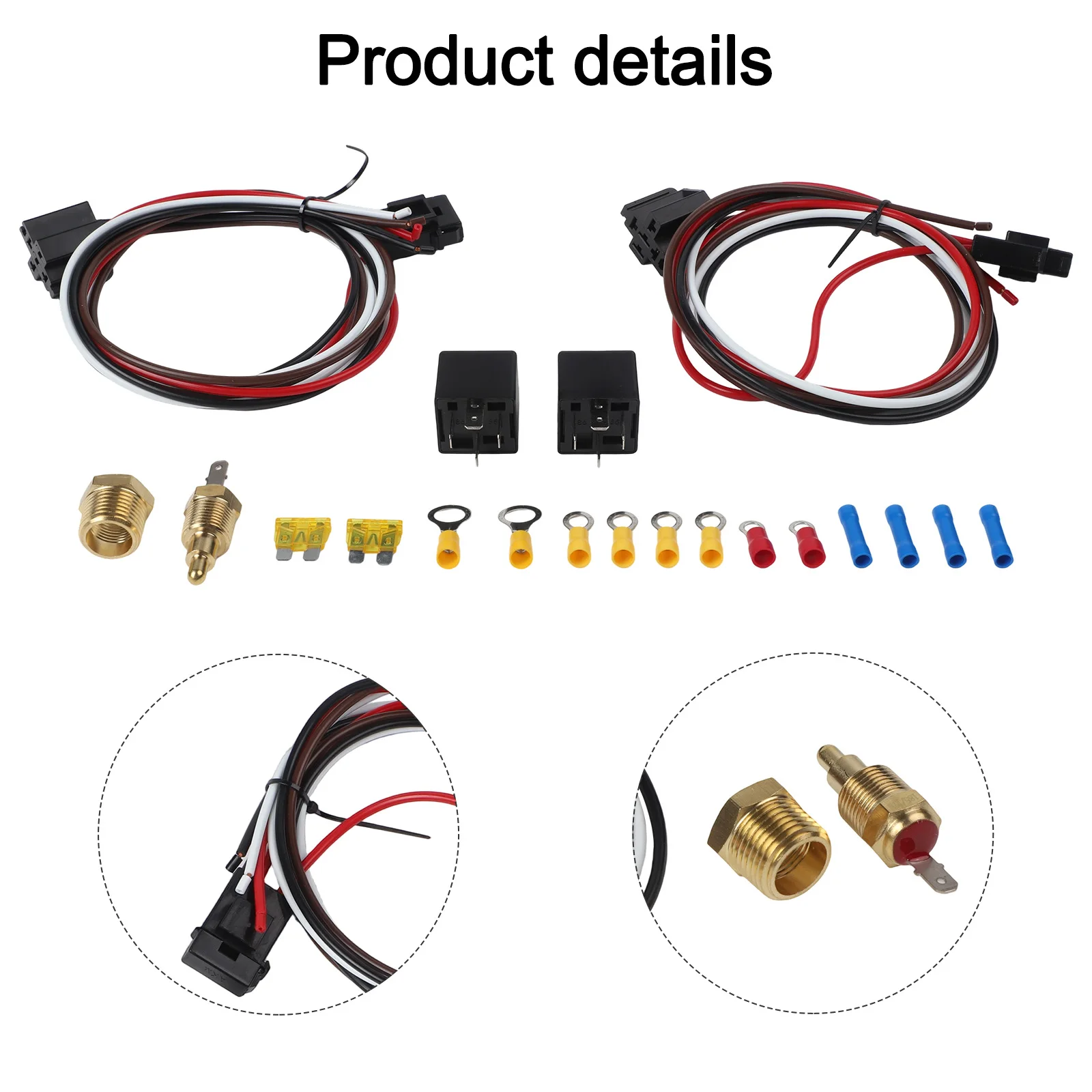 40AMP Dual Electric Fan Relay Kit With 185F On 175F Off Temp Switch And Wiring Harness For Car Truck Cooling System Automotive T