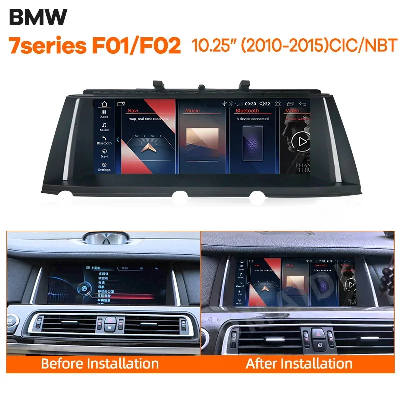 Car Video Player Central Multimedia Screen For BMW 740 Series F01 F02 Qualcomm Android13 8 Core 8G 256G IPS 1920P Carplay Auto