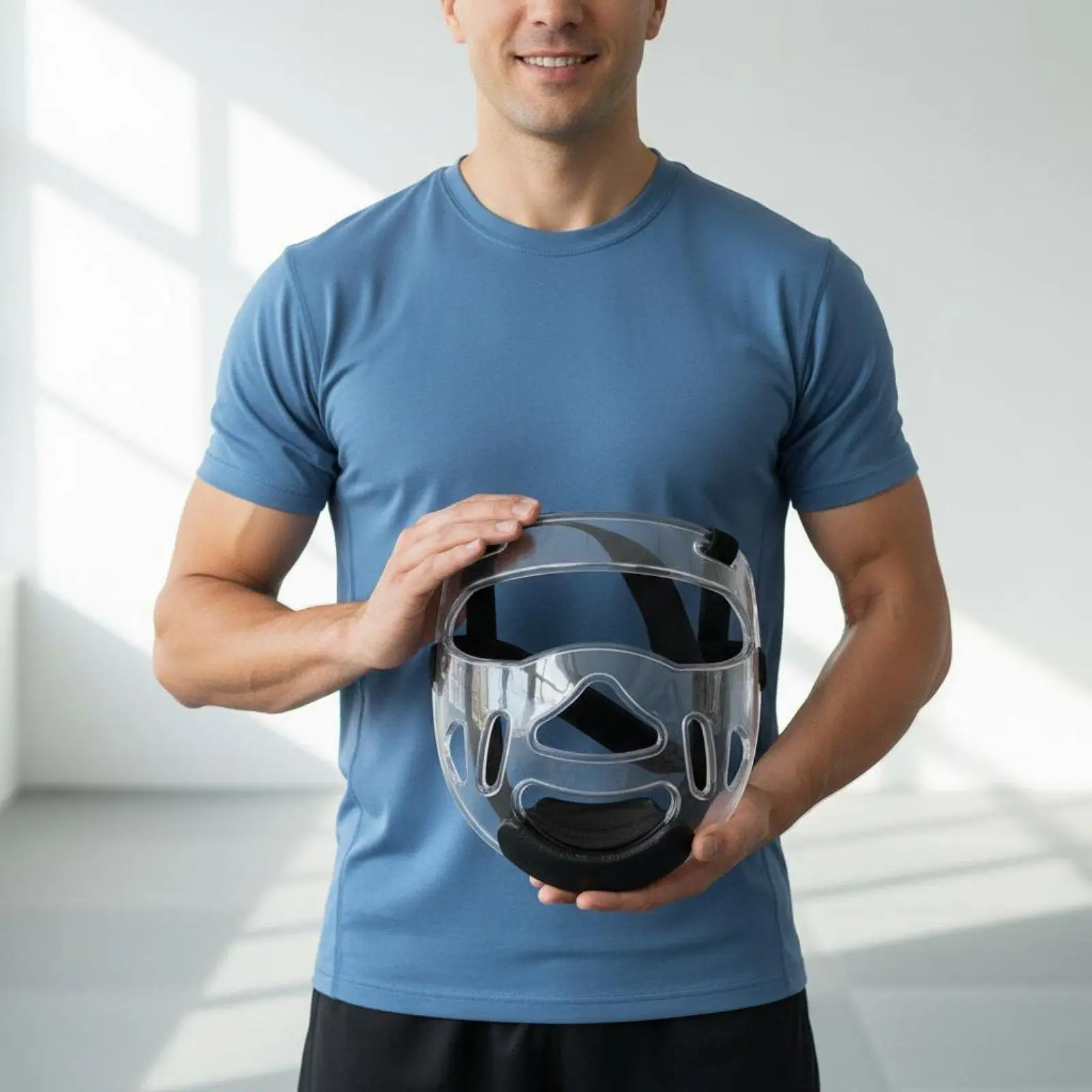 Taekwondo Headgear with Transparent Face Guard Shock Absorbing Safety for Taekwondo and Martial Arts