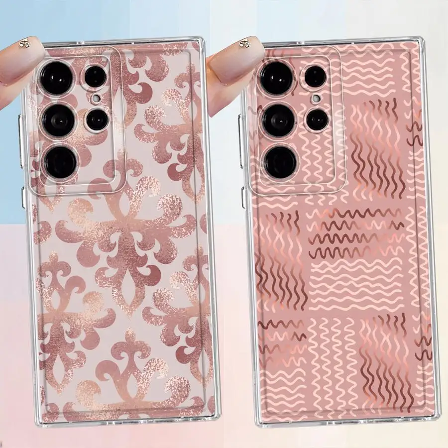 Pink Metallic Flowers Phone Cover Case for Samsung Galaxy S26 S22 FE S25 Edge S24 S21 S23 Ultra S20 Plus Note 20 Ultra 10