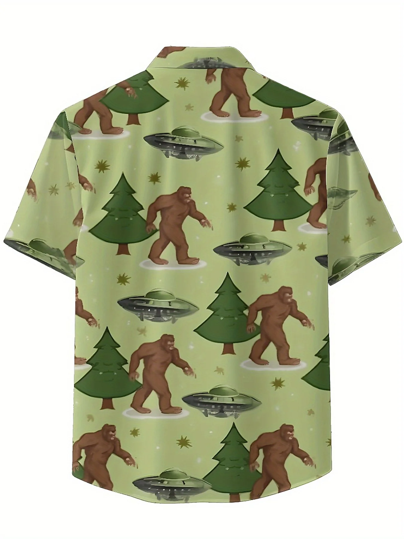 Мужские гавайские рубашки больших размеров с узором большой ноги и НЛО, летние повседневные топы, подходят для улицы и вечеринок, уличная одежда