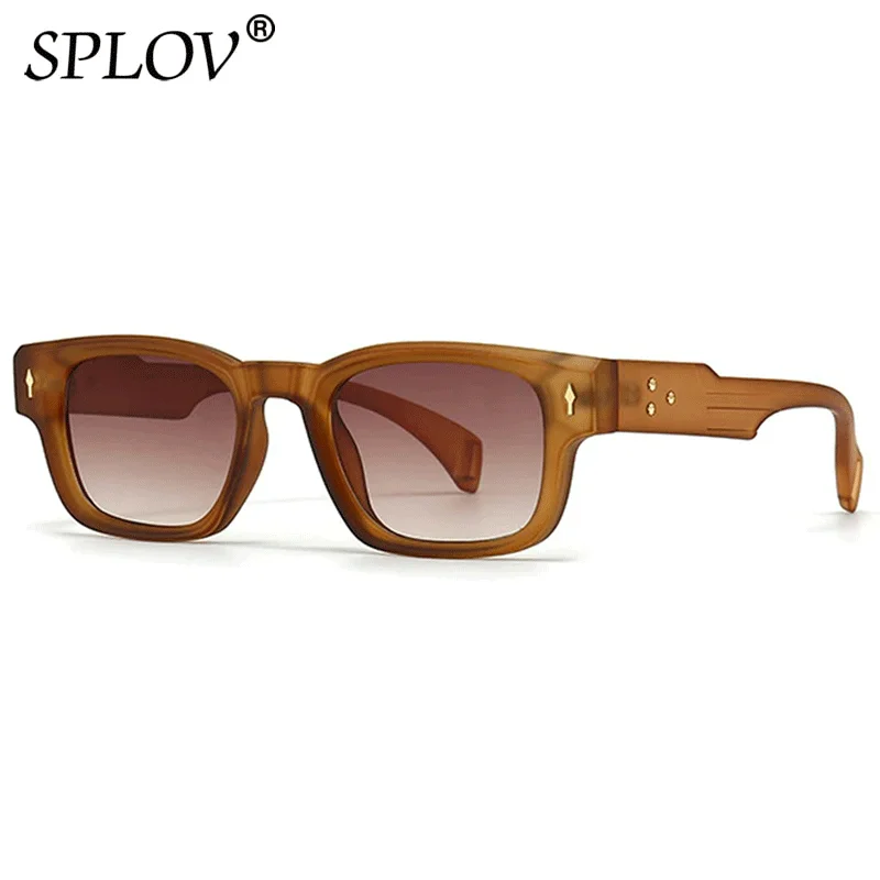 

Luxury Punk Sunglasses For Women Men Fashion Square Brand Designer Retro Gradient Shades Trending Rivets Sun Glasses UV400 Green