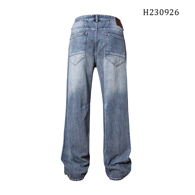 Denim Pants for Men Autumn and Winter Thick Retro Washed Autumn and Winter American Loose Straight Tube Old Mens Jeans