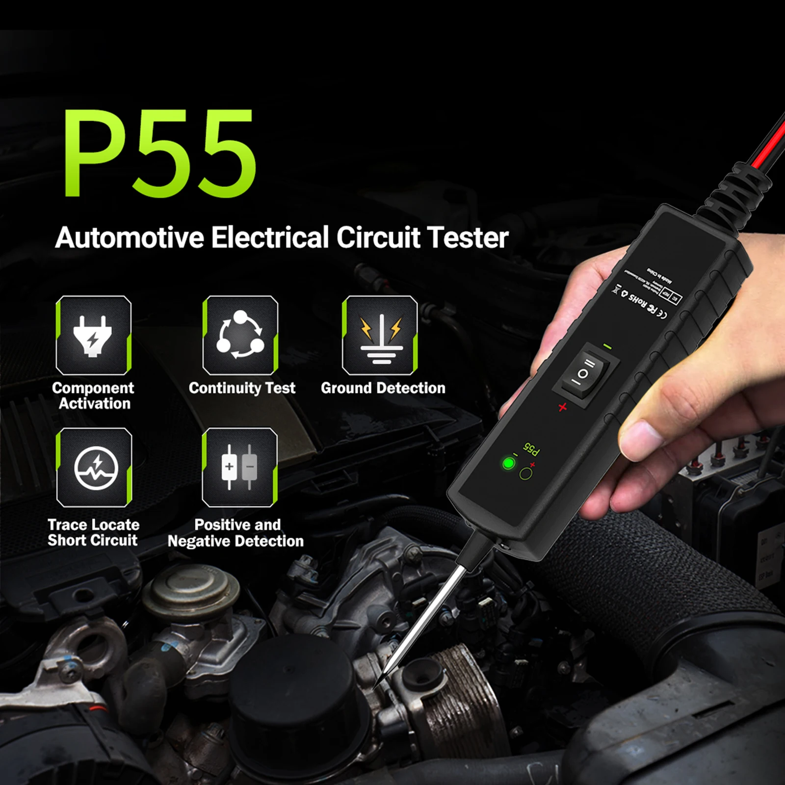 P55 Automotive Electrical Circuit Tester Component Activation Continuity Testing Ground Detection Tracing and Locating Short Cir