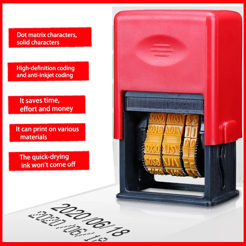 Roller Date Stamp Imitate Inkjet Printer Handheld Guarantee Food Shelf Life Marker Bag Box Expiry Date Batch Code Print Seals