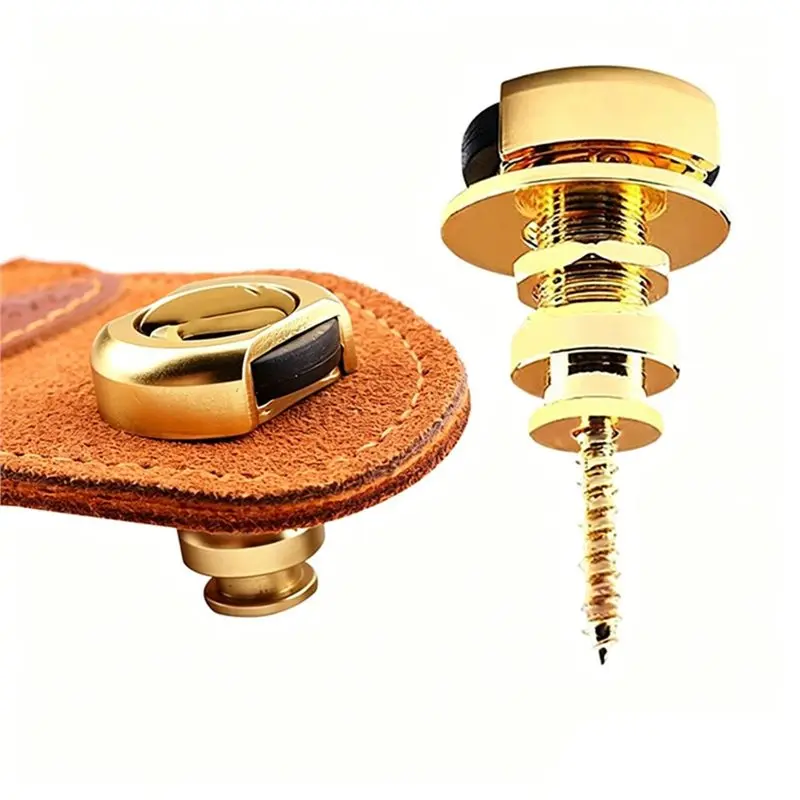 ABKV-Quick Release Guitar Strap Buttons Pins 2 Pcs Anti-Rust Retainer System For Electric For Acoustic Guitar Gold