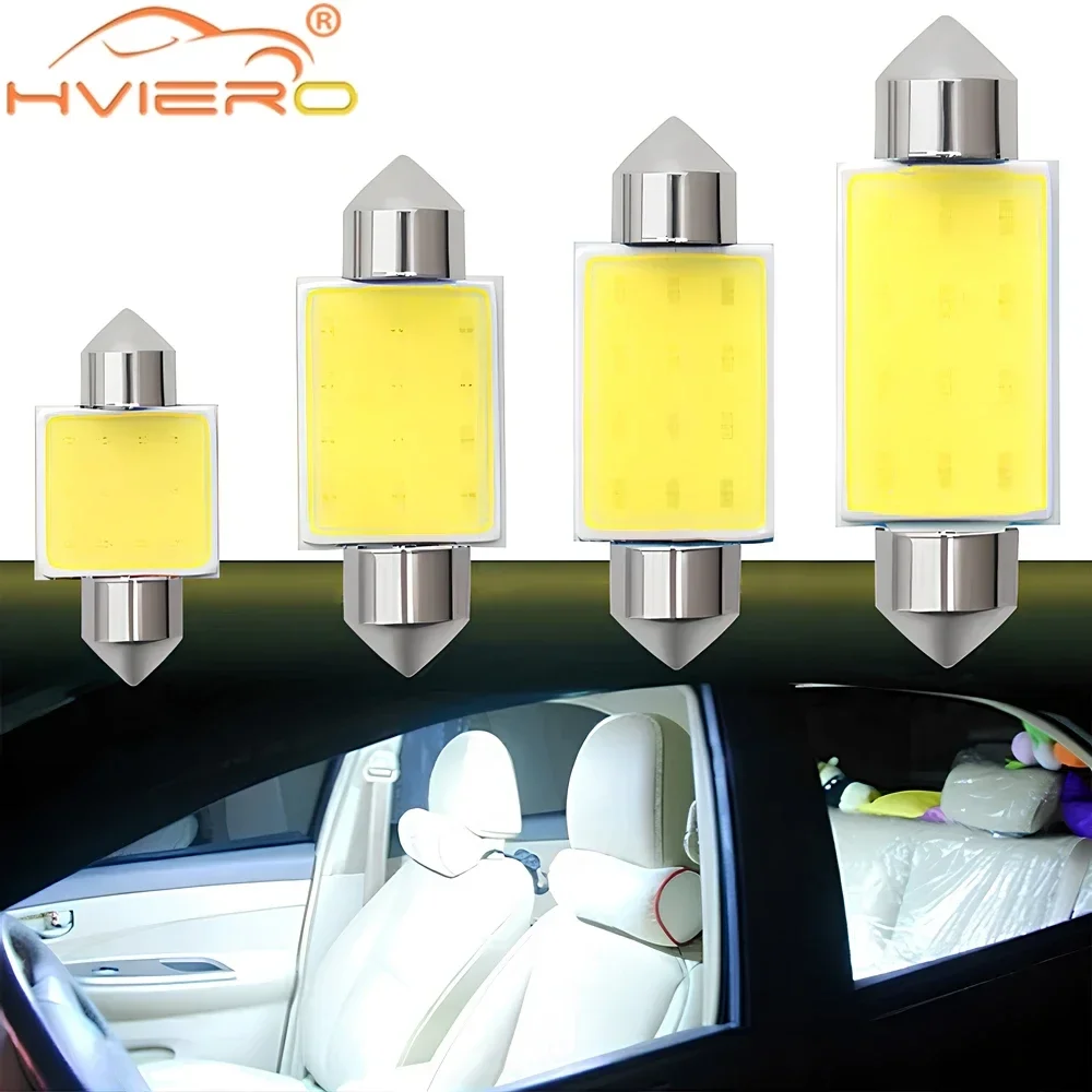 4PCS Cars License Plates Interior Reading Lights 6500K 12SMD Auto 31mm 36mm 39mm 41mm White Bulbs C10W C5W LED COB Festoon 12V