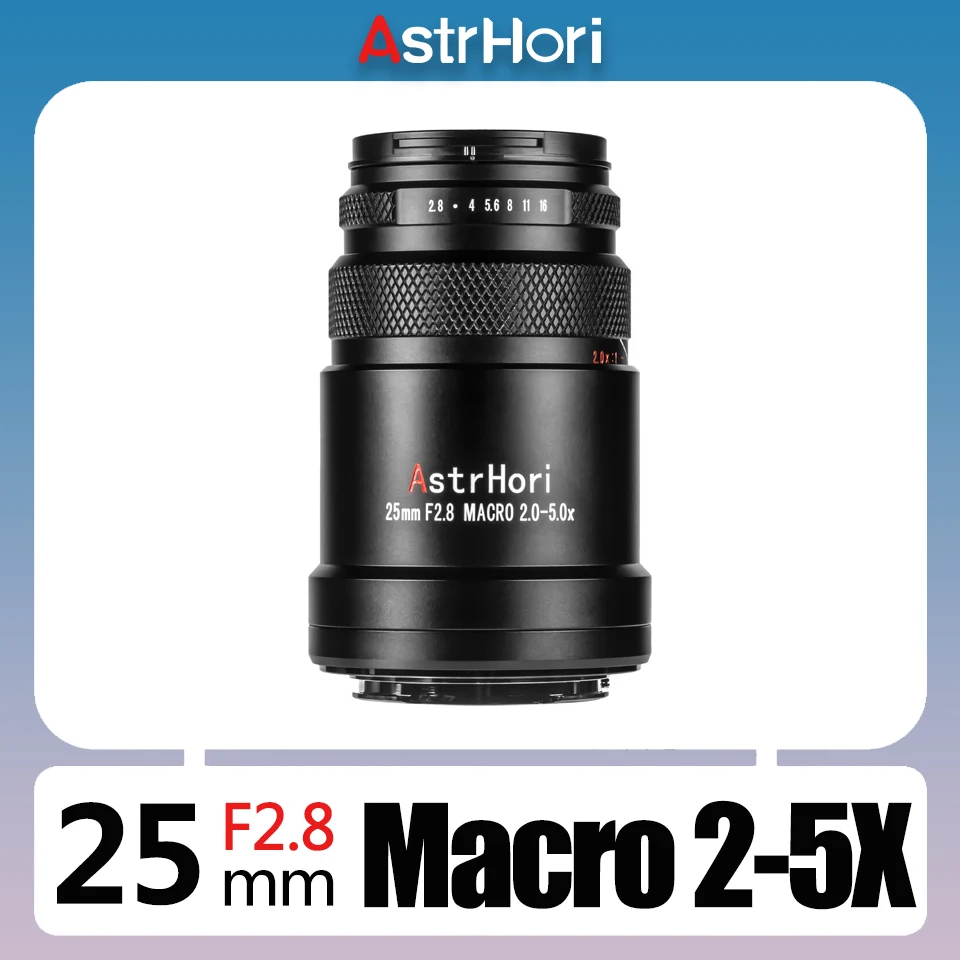 AstrHori 25mm F2.8 Macro 2X-5X Manual Focus Full Frame Camera Lens for Macro Photography with Sony E Canon RF Fujifilm X Z L