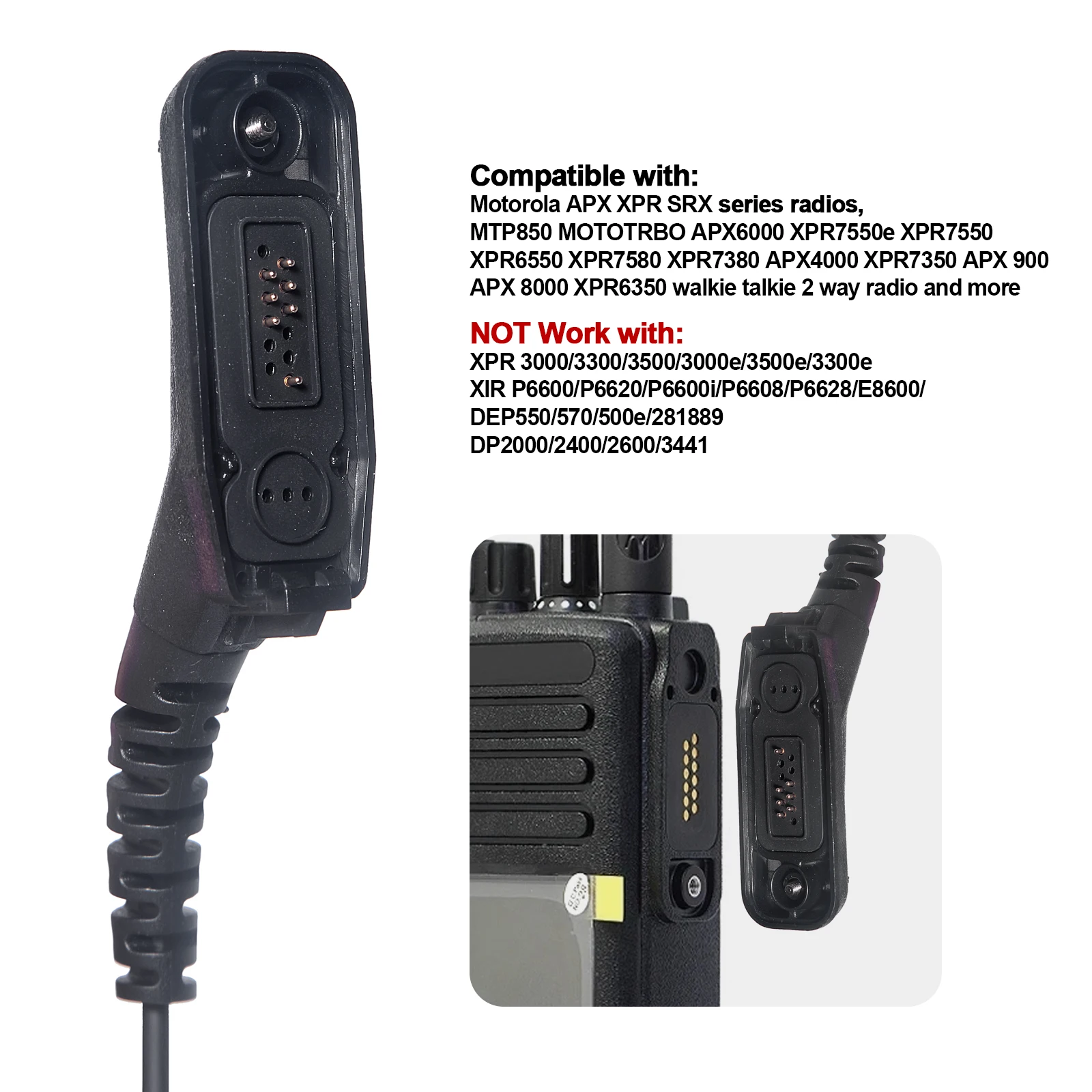 APX 6000 Earpiece with PTT XPR 7550e Headset Compatible for Motorola Radios APX 8000/7000/4000 XPR 7350e/7580e/7380e/7550/7350 - view 6