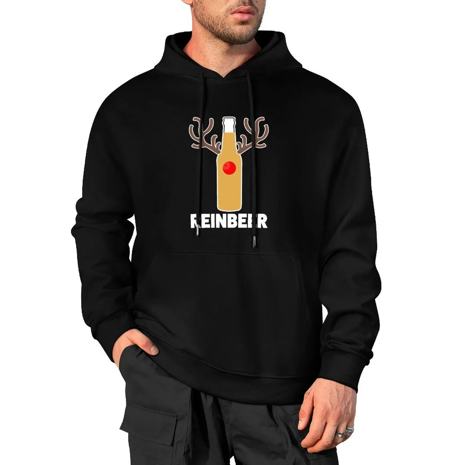 

Reinbeer funny Christmas Beer Reindeer Shirt Pullover Hoodie men's clothing male clothes anime clothes man hoodie