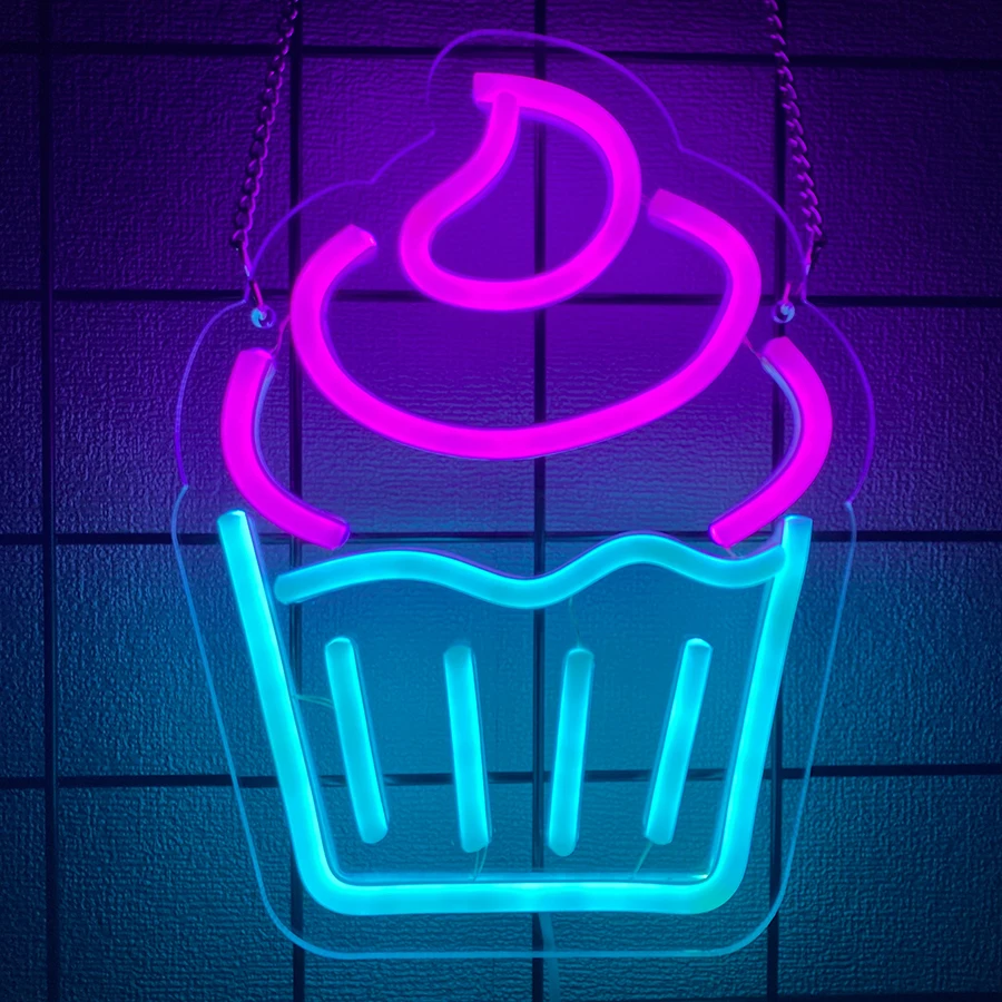 Ice Cream Neon Sign -  LED Light for Ice Cream Shop Wall Decor, USB Powered, Ideal for Business Dessert Store, Bar, Party