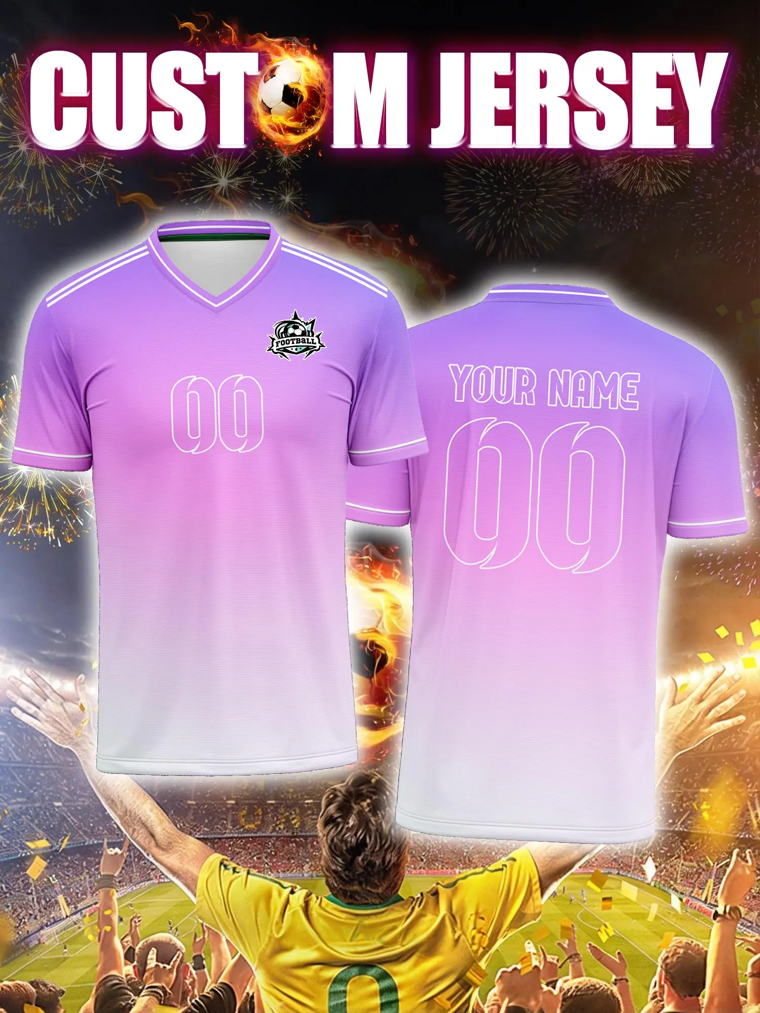 

Спортивная футболка с V-образным вырезом для взрослых и детей, с индивидуальным именем и номером, быстросохнущая, модная, с сублимационной печатью, 2026