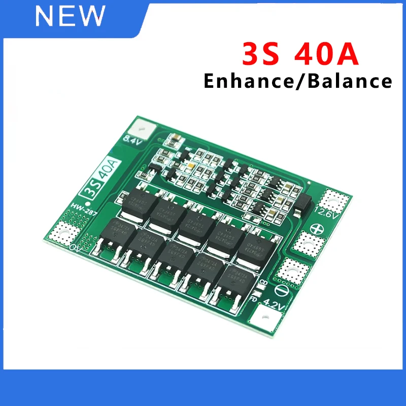 

3S 40A Lithium Battery Charger Protection Board 18650 BMS For Drill Motor 11.1V 12.6V With Balance