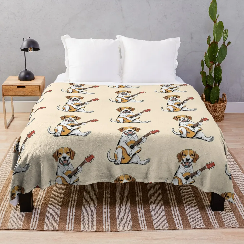 

Beagle Guitarist Throw Blanket Kid'S Summer Beddings Decoratives Soft Plaid Blankets