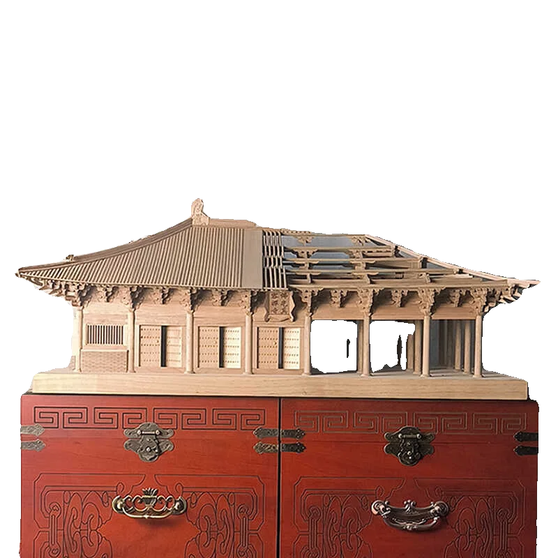 Solid wood tenon and mortise ancient building structure model museum ornament