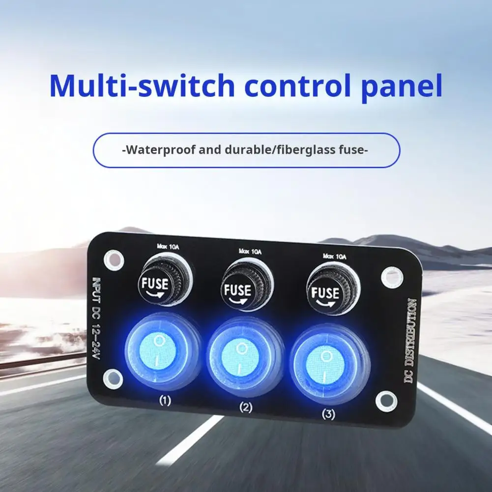 12V-24V Toggle Switch Panel 3 Buttons Design Waterproof LED Marine Power Control Panel Truck Trailer Toggle Car Rocker Switch