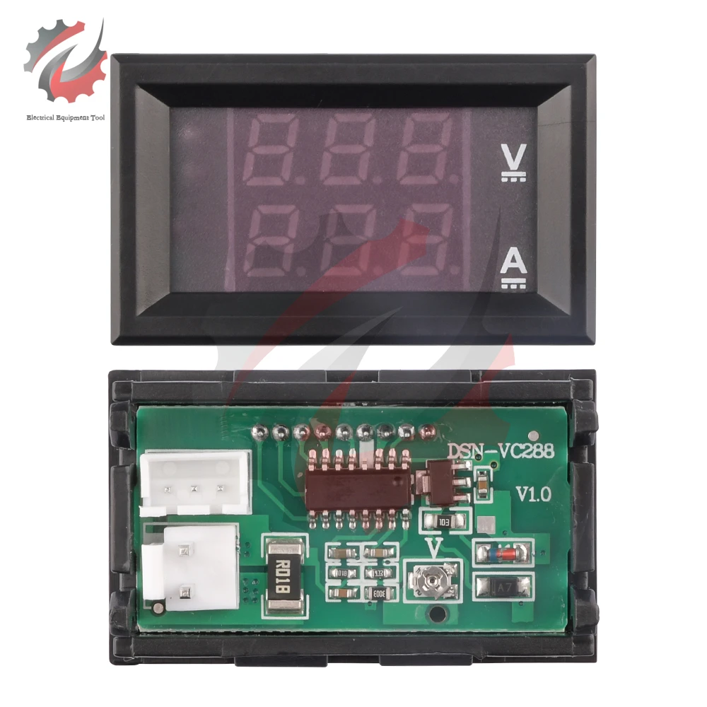 DC 0-100V 10A Cyfrowy Voltometr Amper LED Podwójny cyfrowy Voltometr Wyświetlacz LED Detektor napięcia Panel miernika prądu