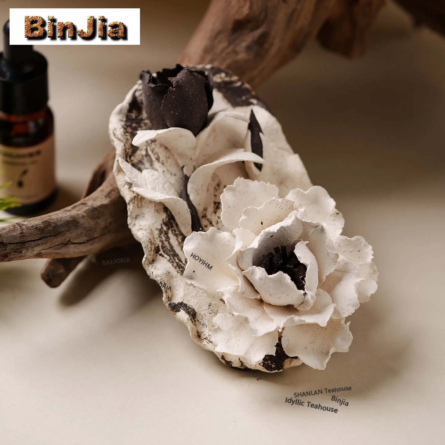Handcrafted Moonlit Peony Incense Holder Water Fountain Decoration Incense Burners Consecrate Censer Tableware Decoration Craft