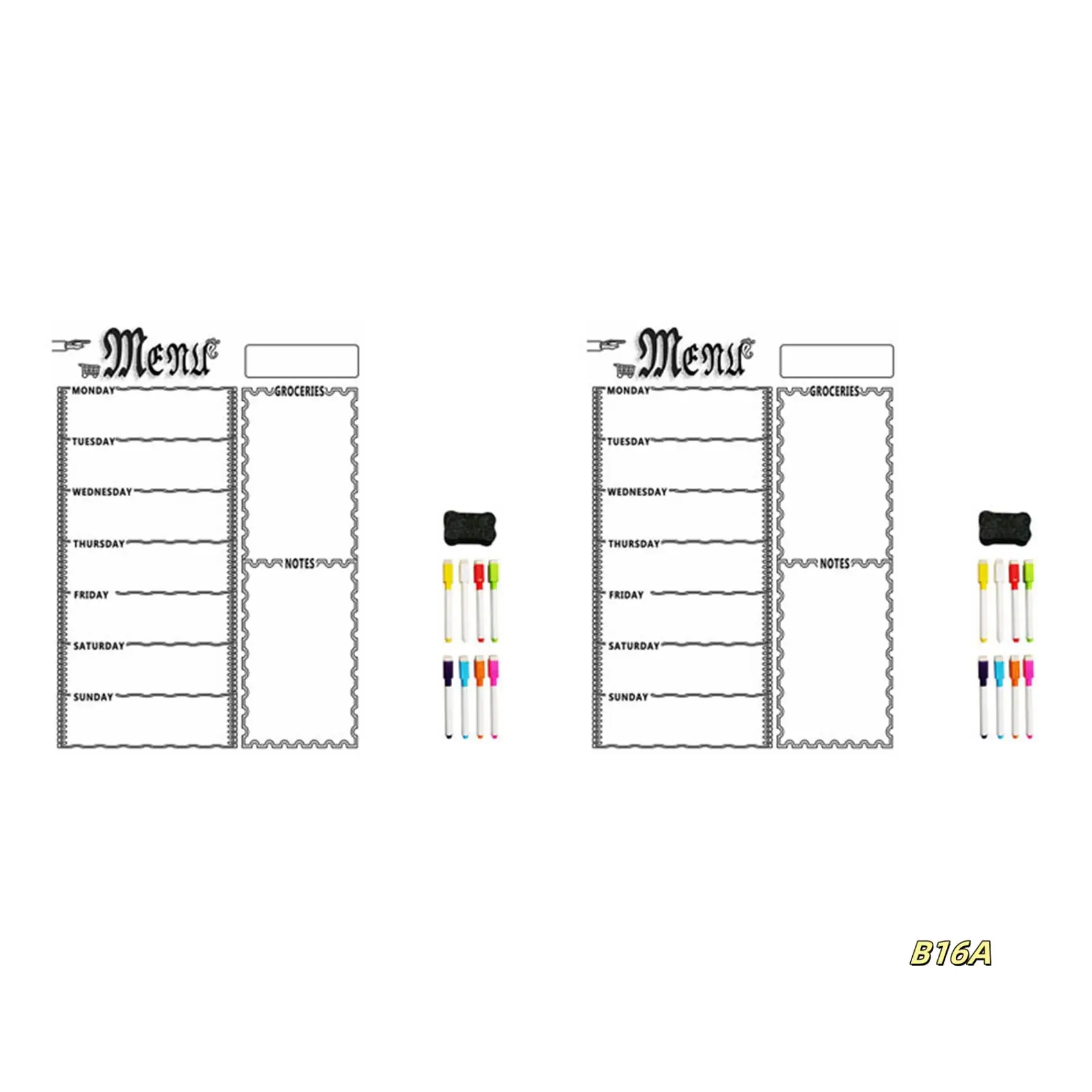 

2X A3 Magnetic Whiteboard Sheet For Kitchen Fridge Multipurpose Fridge Weekly White Board Calendar With 16 Pen(White)