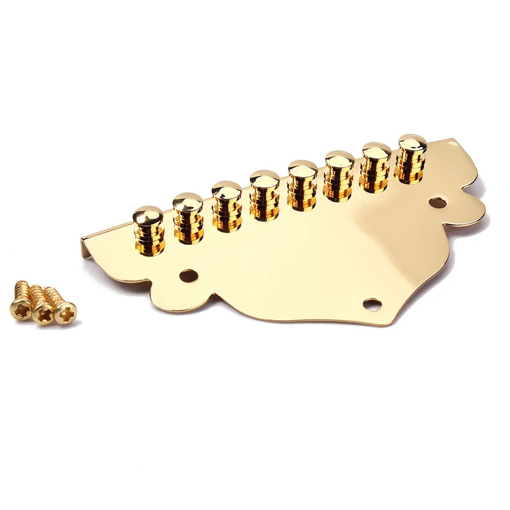Qb01 Metal Tailpiece Golden Polished Finish for 8 String Mandolin Enhance Tone Volume Easy String Change Mandolin Tailpiece