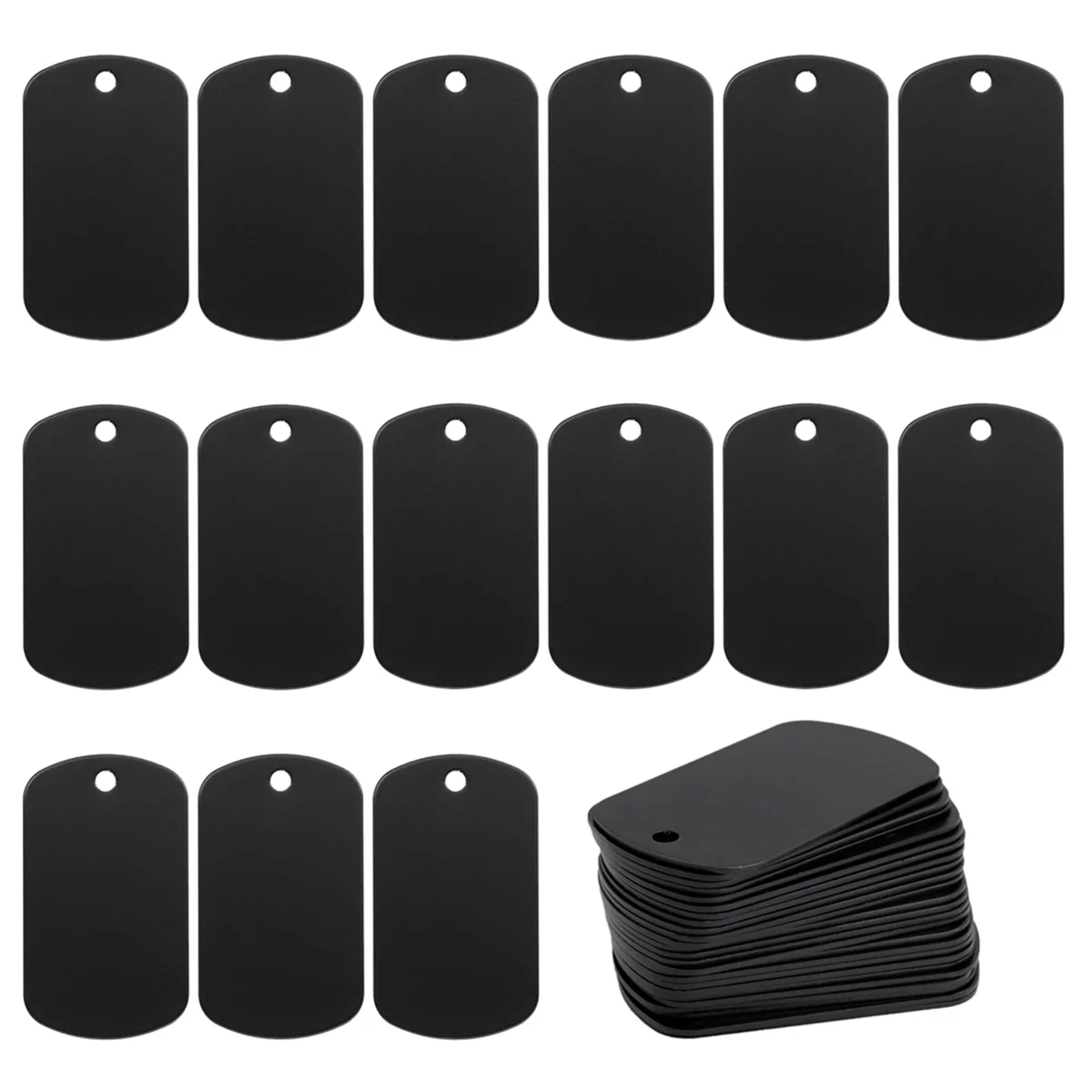 Trendy! 50 Pcs Metal Stamping Blanks Black for Stamping, Engraving Blanks Aluminum Stamping Blanks Keychain Blank Dog Tag
