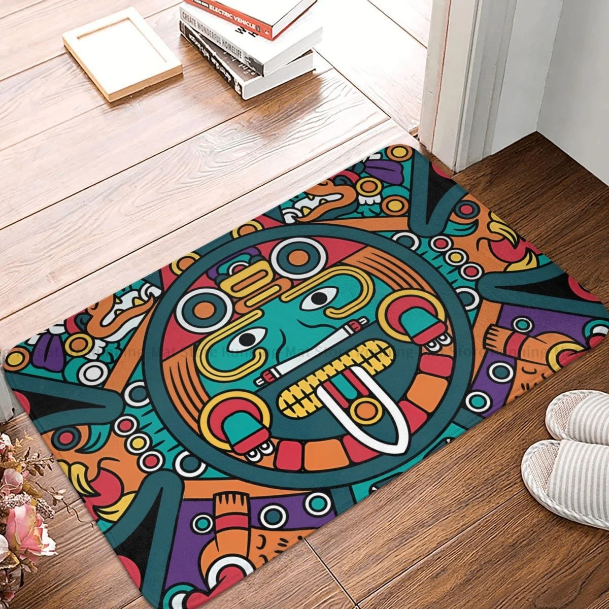 Mayan Aztec Calendar Non-slip Doormat Kitchen Mat Mayan Aztec Calendar Art Floor Carpet Entrance Door Rug Bedroom Decor