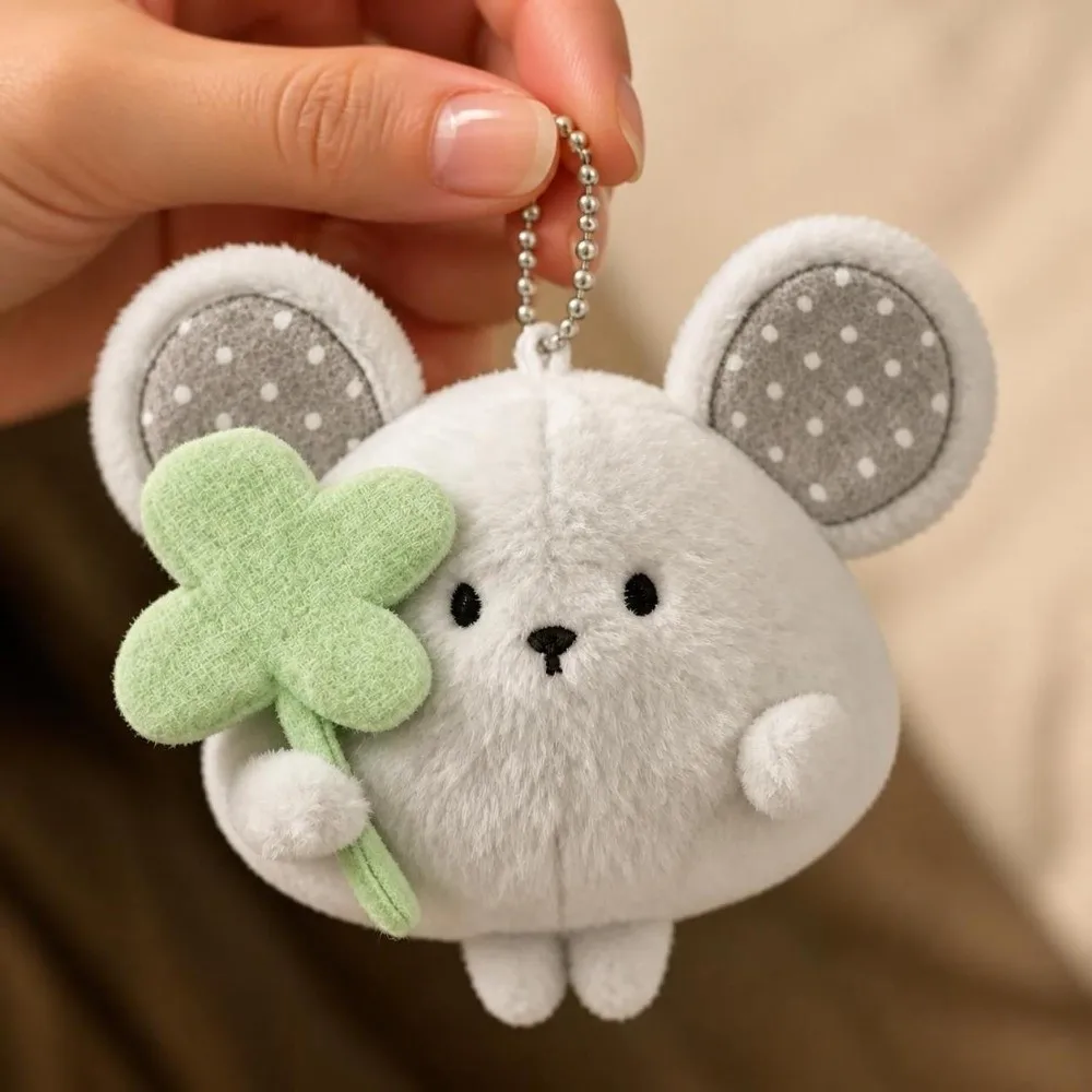 Adorable Cartoon Mouse Pendant Toy Mini Size Soft Plush Keychain with Chain Bag Charm Gifts