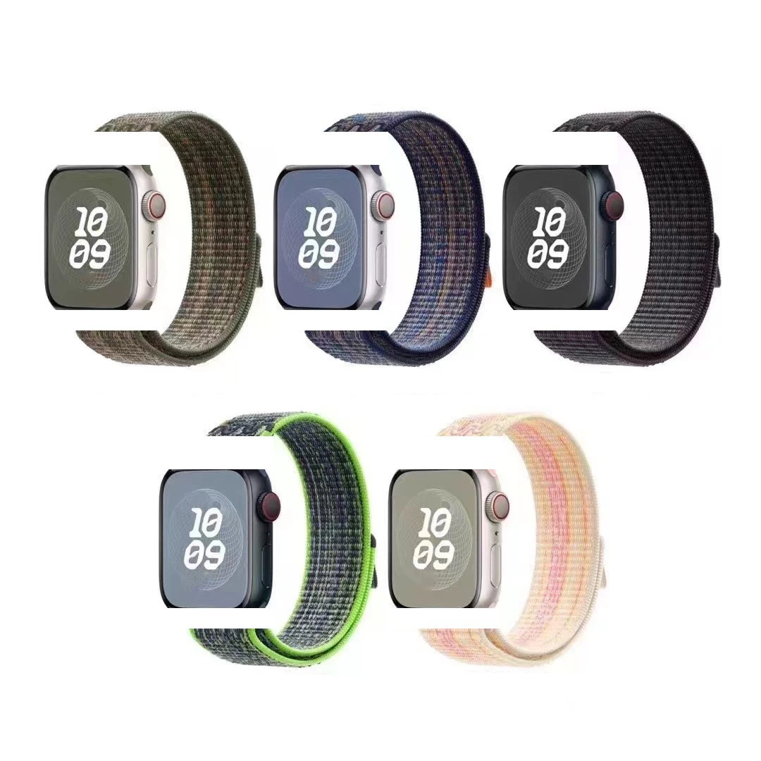 สายไนลอนสำหรับสายคาด Apple Watch 40มม. 44มม. 49มม. 45มม. 41มม. 38มม. 42มม. 44มม. สร้อยข้อมือสำหรับ iWatch Series 9 8 7 6 5 4 3 ULTRA 2 BAND