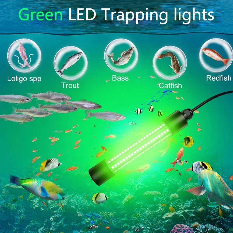 13W 1300LM for DeWalt/ Makita/Milwaukee 18V Li-ion Battery LED Underwater Fishing Light IP68 Waterproof Green Night Fishing Ligh