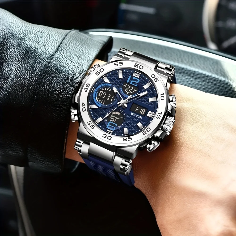 ساعة إلكترونية رقمية متعددة الوظائف للرجال مع منبه وتاريخ إضاءة ليلية ومختارة هدايا لعشاق الهواء الطلق #2