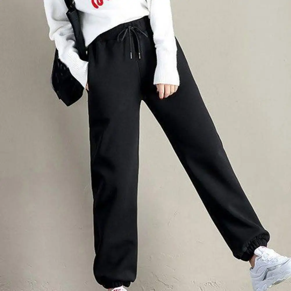 Thicken Women Harem Pants Autumn Winter Sports Pants Cashmere Sports Sweatpants Drawstring Plush Lining Ankle Tied Women Pants