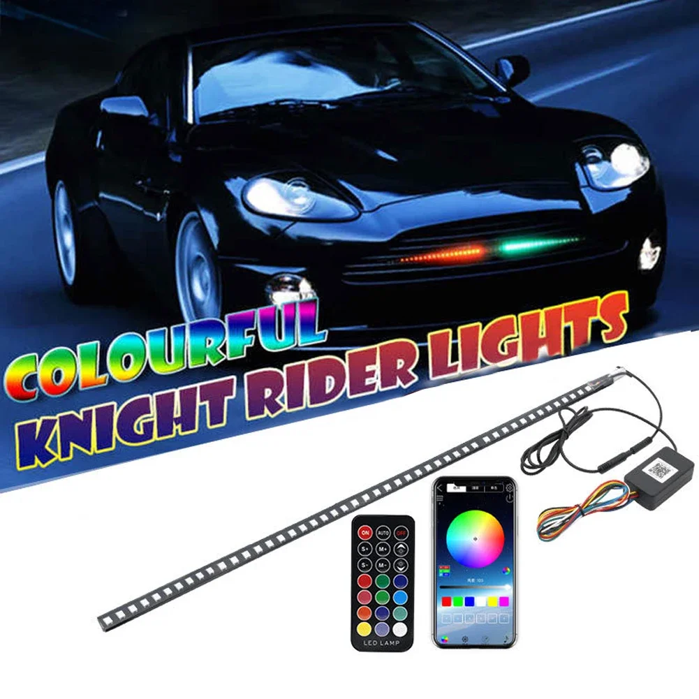 22inch 48LED RGB Car Scanner Knight Rider Strobe Flash Light Rgb Flash Rhythm Recognition Light Strip with Remote Control