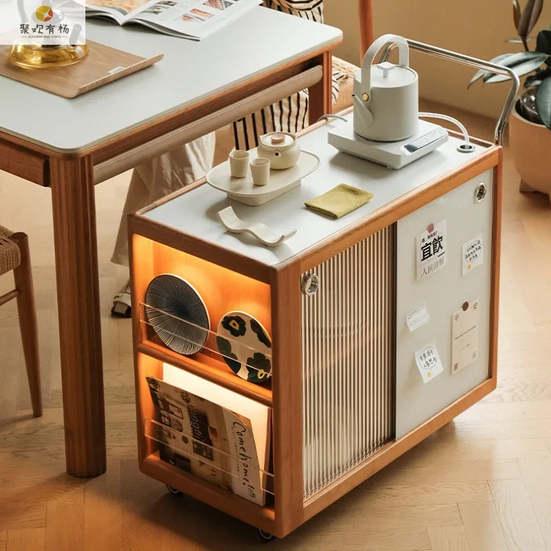 Mobile Side Cabinet Coffee Table Trolley Locker Tea Table - Multipurpose Storage Unit on Wheels for Living Room And Office