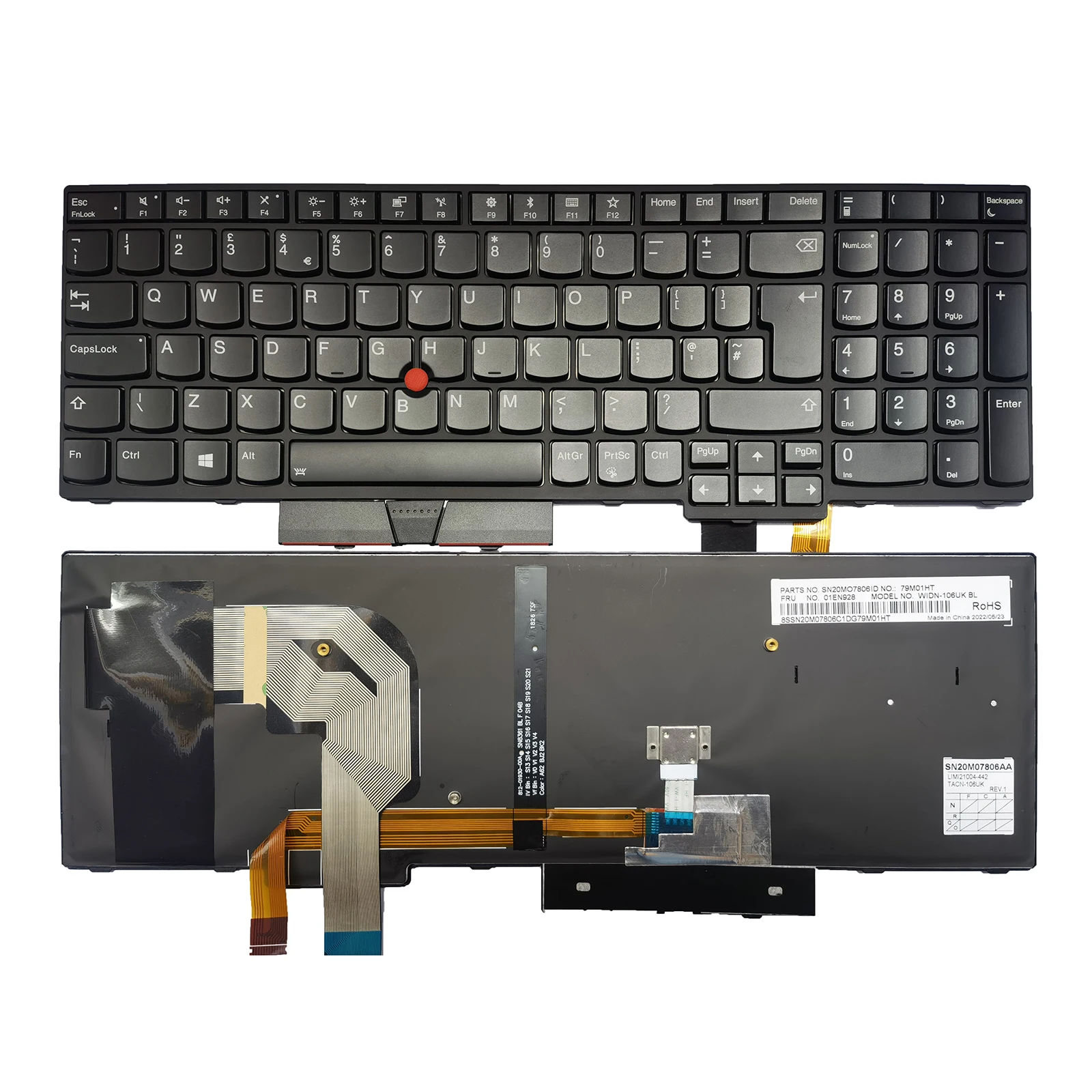 Lenovo-Teclado retroiluminado ThinkPad T570, T580, P51s, P52s, UK, 01HX287, 208, 01ER611, nuevo