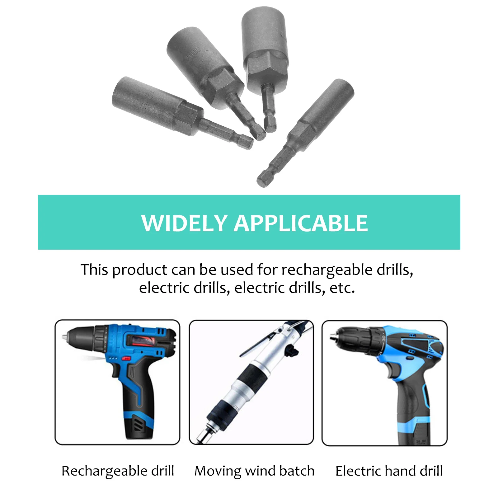

4Pcs Professional Grade Socket Bit Set Tough Steel Construction for Impact Drill and DIY Gifts Power Nut Driver Bit