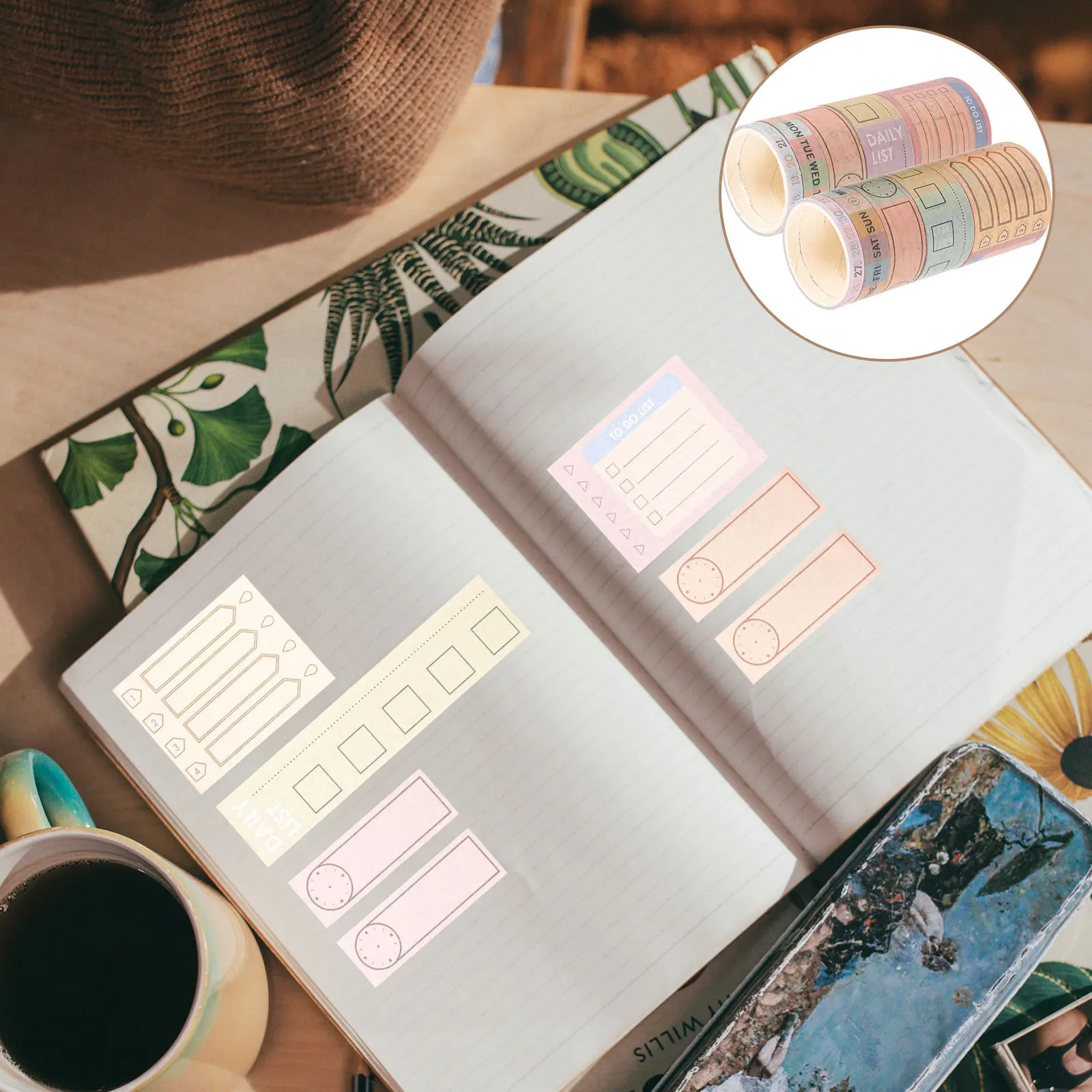 2pcs 10 Rolls Writable Paper Tape For Diy Calendar Planner Creative Month Date Design Craft Adhesive Tape