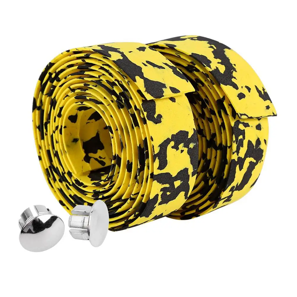 

2Pcs Reflective Camouflage Road Bike Handlebar Tape Cork Wrap with Bar Plugs